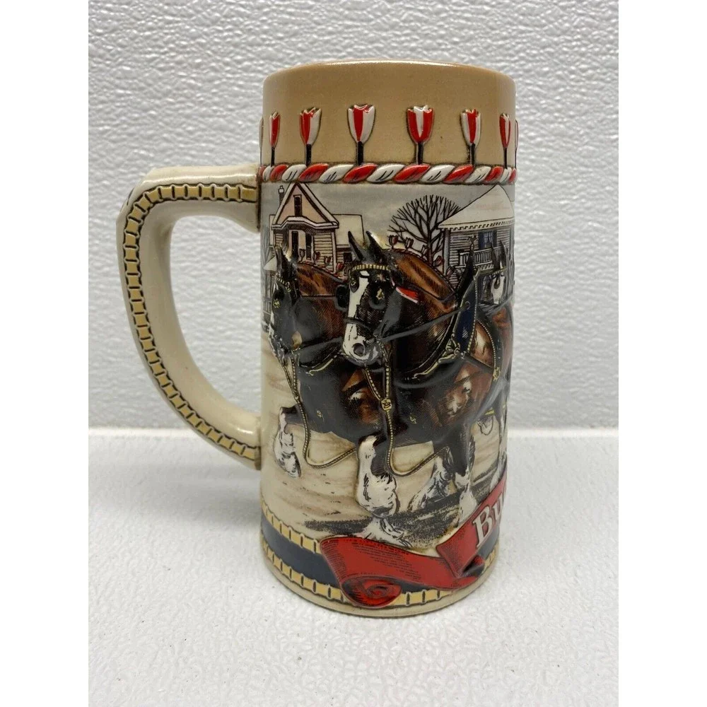 Vintage 1986 Budweiser Ceramarte B Series Beer Stain Ceramic Mug